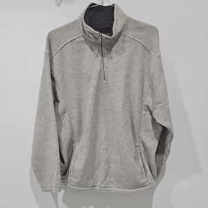 St. John's Bay Men's Light Tan Heathered 3/4 Zip-Up Fleece Sweater